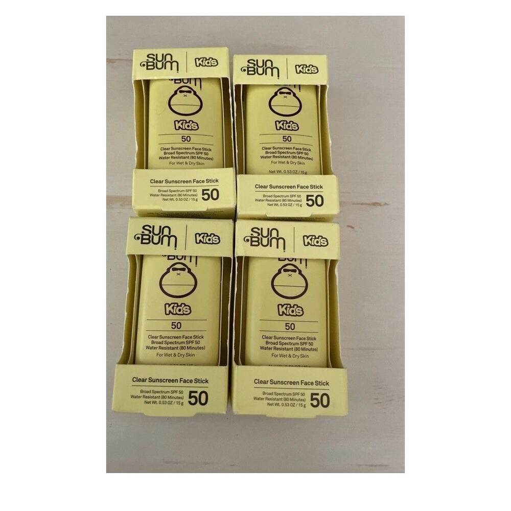 4 Pack Sun Bum Kids Clear Sunscreen Face Stick 50 SPF Water Res 80 Min Ex 6/2026